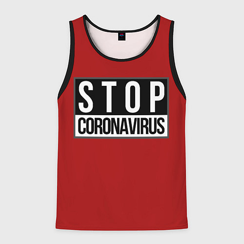 Мужская майка без рукавов Stop Coronavirus / 3D-Черный – фото 1