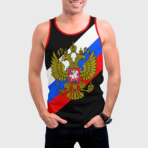 Мужская майка без рукавов РОССИЯ / 3D-Красный – фото 3