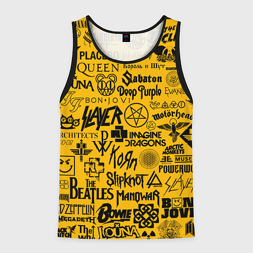 Мужская майка без рукавов ЛОГОТИПЫ РОК ГРУПП / 3D-Черный – фото 1