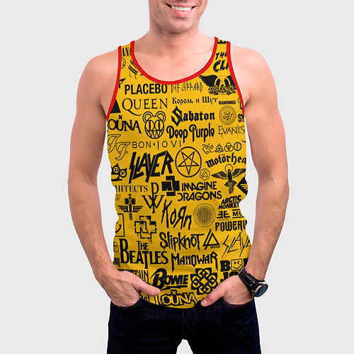 Мужская майка без рукавов ЛОГОТИПЫ РОК ГРУПП / 3D-Красный – фото 3