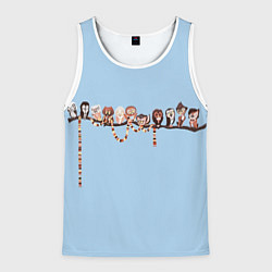 Майка-безрукавка мужская Совы на ветке, цвет: 3D-белый