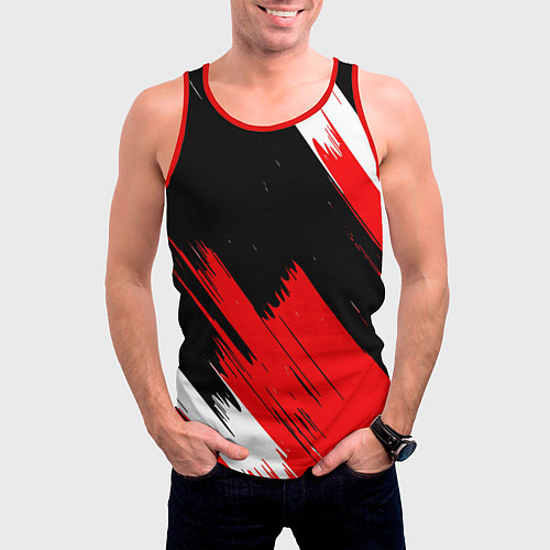 Мужская майка без рукавов ТЕКСТУРА / 3D-Красный – фото 3