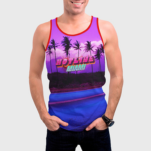 Мужская майка без рукавов HOTLINE MIAMI / 3D-Красный – фото 3