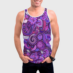 Майка-безрукавка мужская Фиолетовый этнический дудлинг, цвет: 3D-белый — фото 2