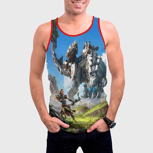 Мужская майка без рукавов HORIZON ZERO DAWN / 3D-Красный – фото 3