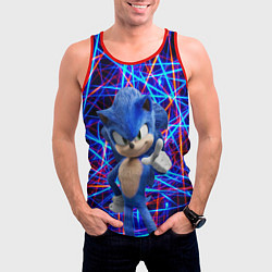 Майка-безрукавка мужская Sonic, цвет: 3D-красный — фото 2