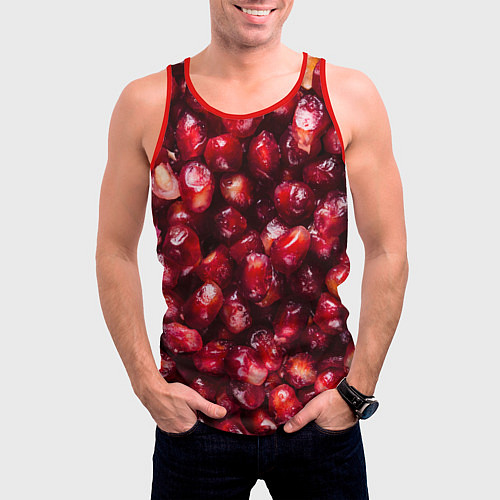 Мужская майка без рукавов Много ягод граната ярко сочно / 3D-Красный – фото 3