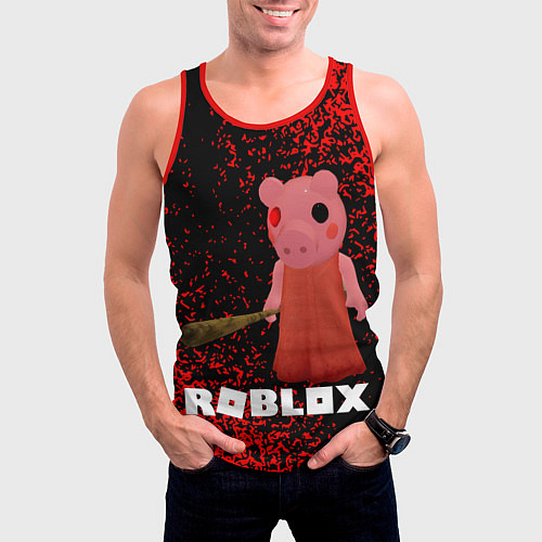 Мужская майка без рукавов Roblox Piggy / 3D-Красный – фото 3