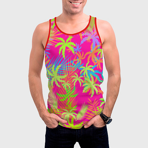 Мужская майка без рукавов ПАЛЬМЫ ТРОПИКИ / 3D-Красный – фото 3
