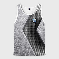 Майка-безрукавка мужская BMW - emblem - metal - texture, цвет: 3D-белый