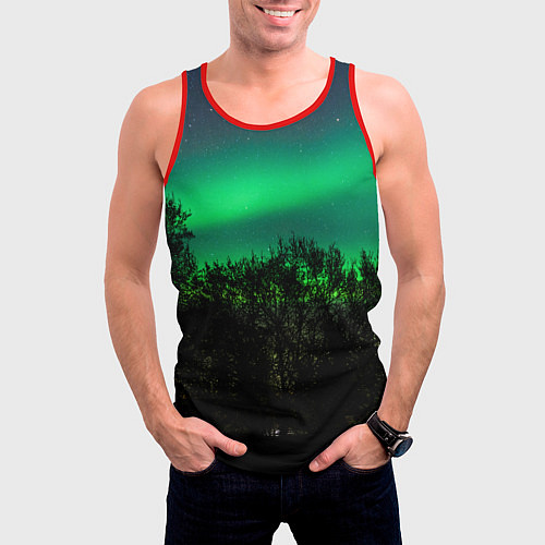 Мужская майка без рукавов Северное сияние / 3D-Красный – фото 3