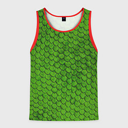 Майка-безрукавка мужская Зелёная чешуя, цвет: 3D-красный