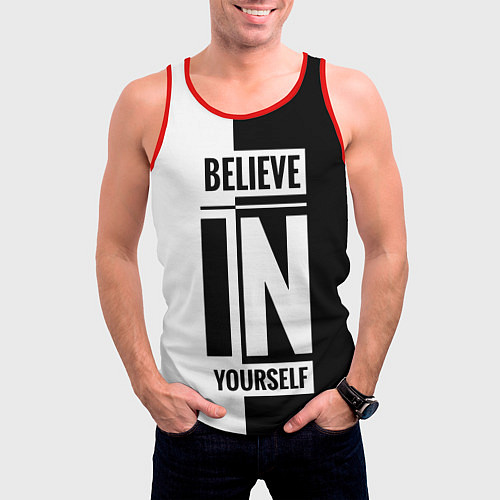 Мужская майка без рукавов Верь в себя / 3D-Красный – фото 3