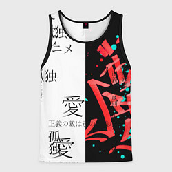 Майка-безрукавка мужская Японские надписи, цвет: 3D-черный