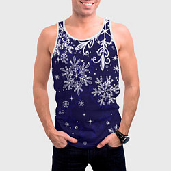 Майка-безрукавка мужская Новогодние снежинки, цвет: 3D-белый — фото 2