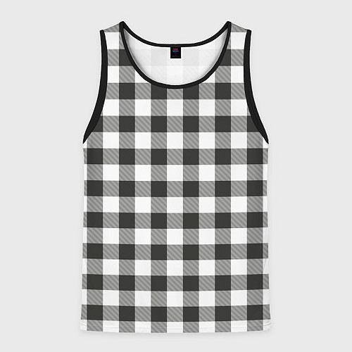 Мужская майка без рукавов Черно-белая клетка / 3D-Черный – фото 1