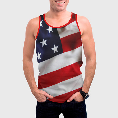 Мужская майка без рукавов США USA / 3D-Красный – фото 3