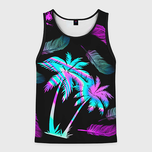 Мужская майка без рукавов Неоновое лето / 3D-Черный – фото 1