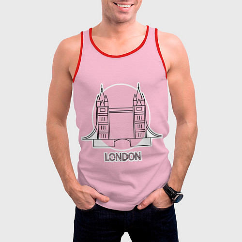 Мужская майка без рукавов Лондон London Tower bridge / 3D-Красный – фото 3