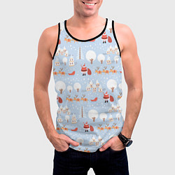 Майка-безрукавка мужская Дед мороз с оленями, цвет: 3D-черный — фото 2