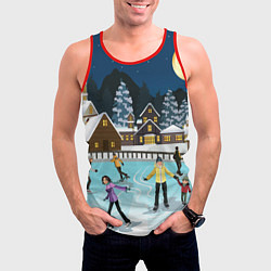 Майка-безрукавка мужская Рождественский каток, цвет: 3D-красный — фото 2