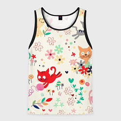 Майка-безрукавка мужская Котики, цвет: 3D-черный