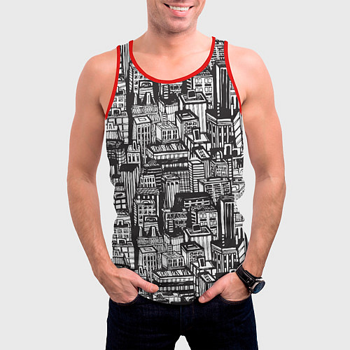 Мужская майка без рукавов Бесконечный город / 3D-Красный – фото 3