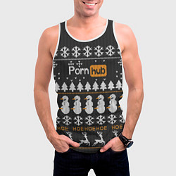 Майка-безрукавка мужская Christmas PornHub, цвет: 3D-белый — фото 2