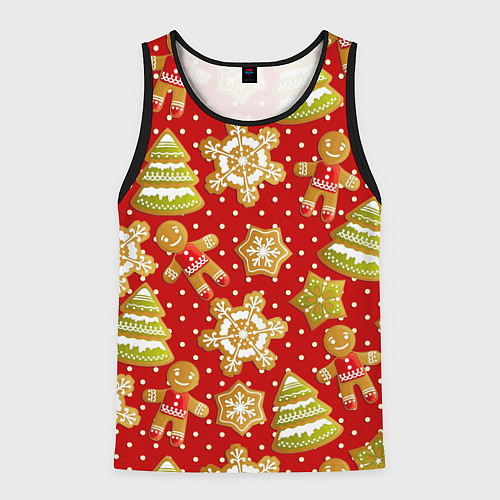 Мужская майка без рукавов С Новым Годом! / 3D-Черный – фото 1