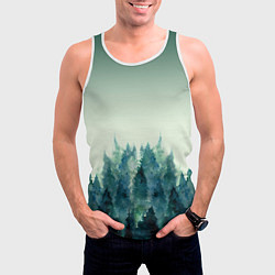 Майка-безрукавка мужская Акварельный лес градиент, цвет: 3D-белый — фото 2