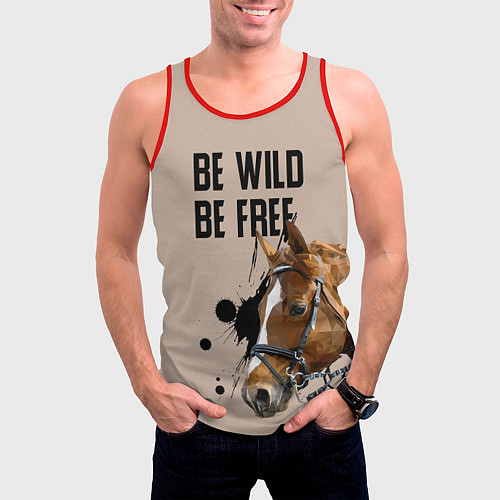 Мужская майка без рукавов Be wild be free / 3D-Красный – фото 3