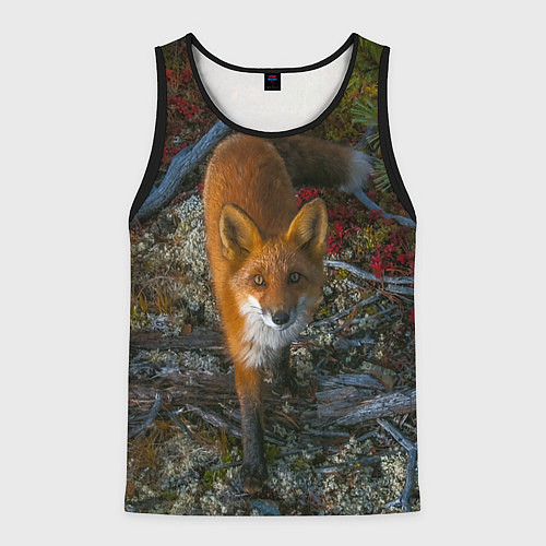 Мужская майка без рукавов Лиса / 3D-Черный – фото 1
