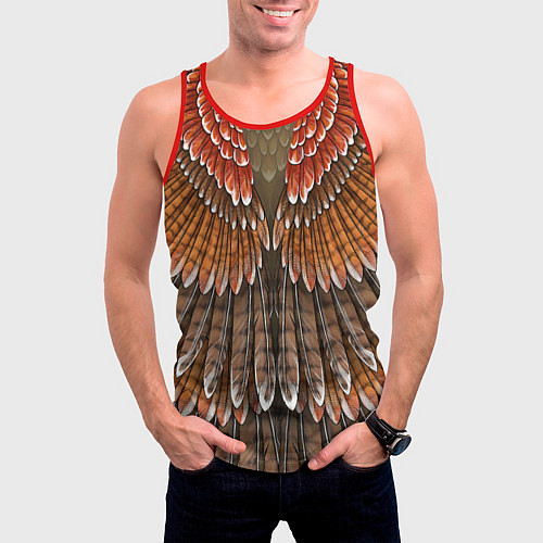 Мужская майка без рукавов Оперение: орел / 3D-Красный – фото 3