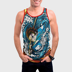 Майка-безрукавка мужская Танджиро Камадо Клинок демонов, цвет: 3D-красный — фото 2