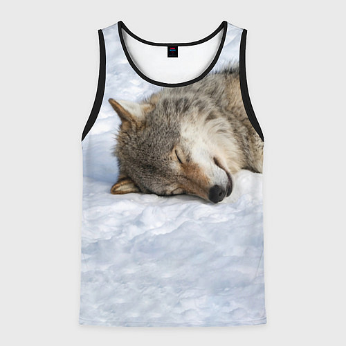 Мужская майка без рукавов Спящий Волк / 3D-Черный – фото 1