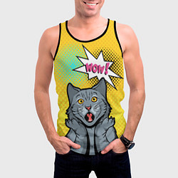 Майка-безрукавка мужская Pop Art Cat Wow, цвет: 3D-черный — фото 2