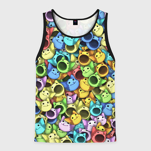 Мужская майка без рукавов Цветные Поп Котики / 3D-Черный – фото 1