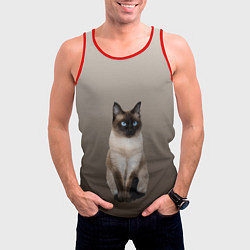 Майка-безрукавка мужская Сиамский кот голубые глаза, цвет: 3D-красный — фото 2