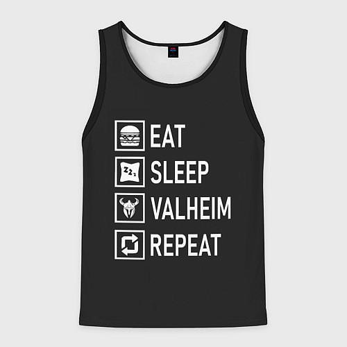Мужская майка без рукавов EatSleepValheimRepeat / 3D-Черный – фото 1