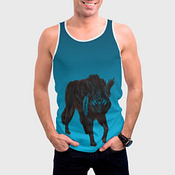 Майка-безрукавка мужская Черный дух волка, цвет: 3D-белый — фото 2