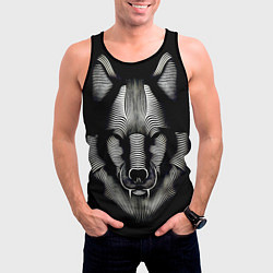 Майка-безрукавка мужская Волк из волнистых линий, цвет: 3D-черный — фото 2
