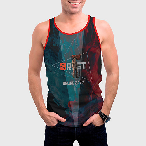 Мужская майка без рукавов RUST ALWAYS ONLINE РАСТ / 3D-Красный – фото 3