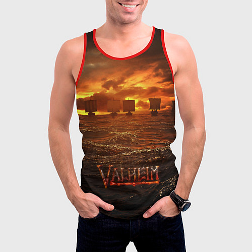 Мужская майка без рукавов Valheim Корабли / 3D-Красный – фото 3