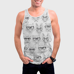 Майка-безрукавка мужская Кошки в очках, цвет: 3D-белый — фото 2