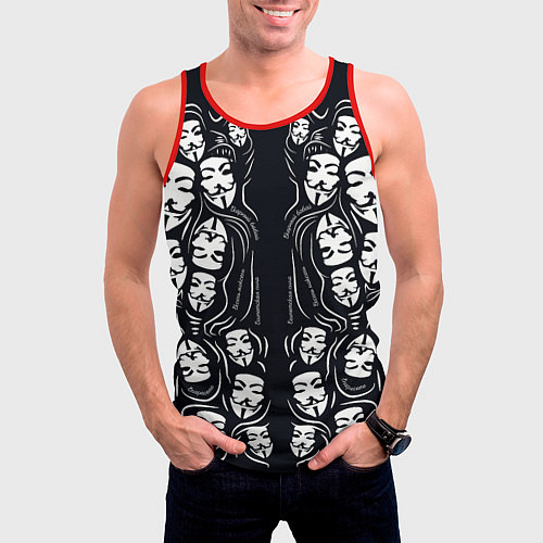 Мужская майка без рукавов Анонимусы надбисиси линии / 3D-Красный – фото 3