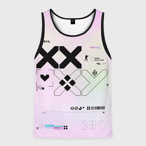 Мужская майка без рукавов Printstream style Поток информации Белизна 0 1,Чер / 3D-Черный – фото 1