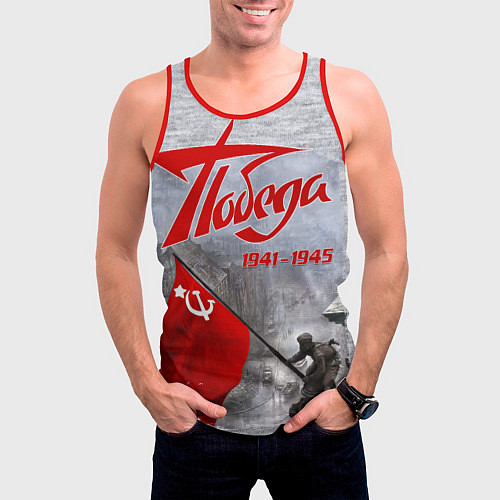 Мужская майка без рукавов 9 мая День победы / 3D-Красный – фото 3
