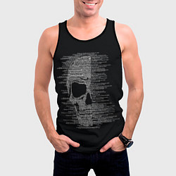 Майка-безрукавка мужская Череп из текста, цвет: 3D-черный — фото 2