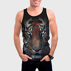 Майка-безрукавка мужская Цветной тигр, цвет: 3D-черный — фото 2
