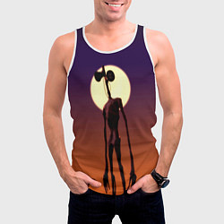 Майка-безрукавка мужская Сиреноголовый Хоррор Закат, цвет: 3D-белый — фото 2